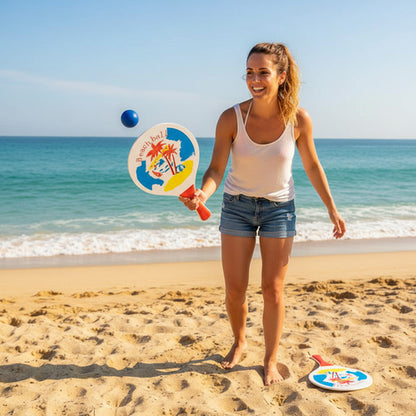 Set Paletas De Playa Madera Raqueta Paletas Playeras Diseños