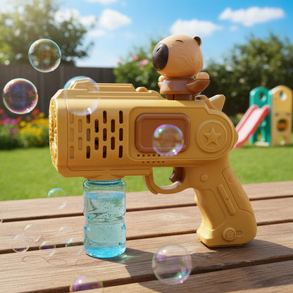 Pistola De Burbujas Café Diseño Capibara Lanza Burbujas