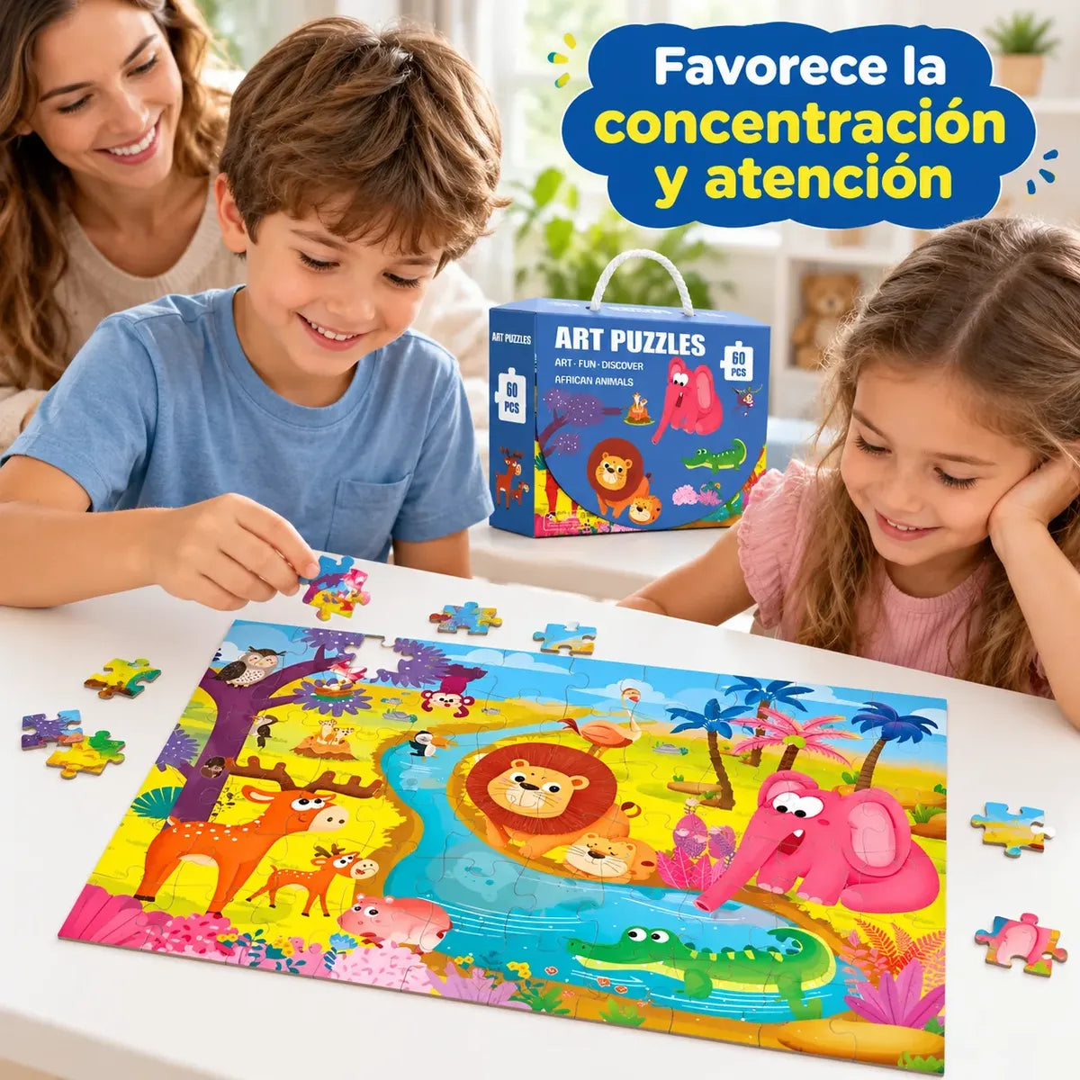 Puzzle Rompecabezas 60 Piezas Para Niños Animales