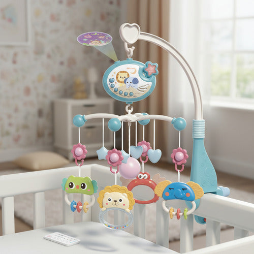 Móvil Bebé Musical Y Proyector De Luces 360 Cuna Celeste