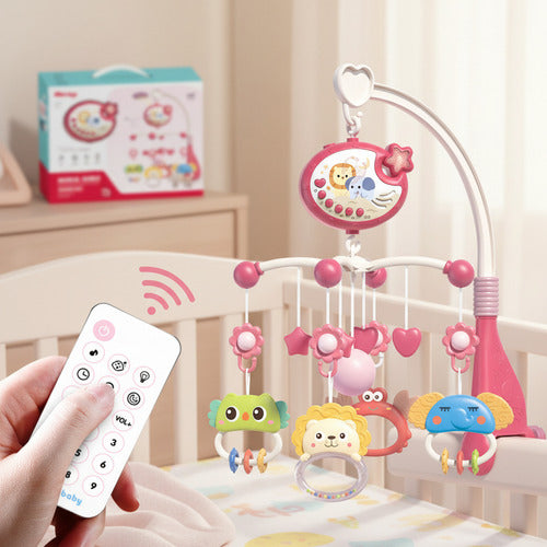 Móvil Bebé Musical Y Proyector De Luces 360 Para Cuna Rosado