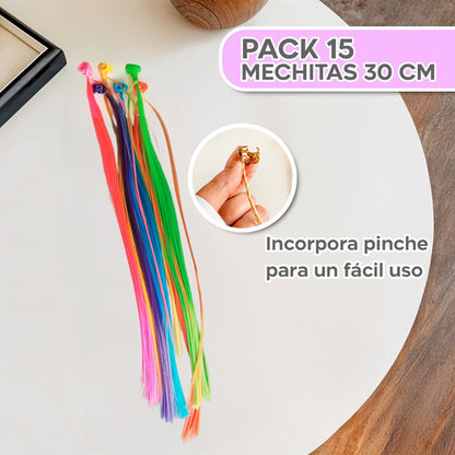 Pack 15 Mechas de Colores para Niñas – Sorpresas de Cumpleaños