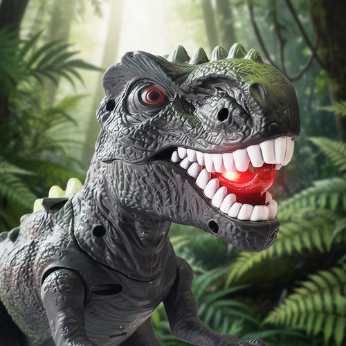 Dinosaurio T-rex Robot Juguete Niños Luces Led Y Sonido Verde