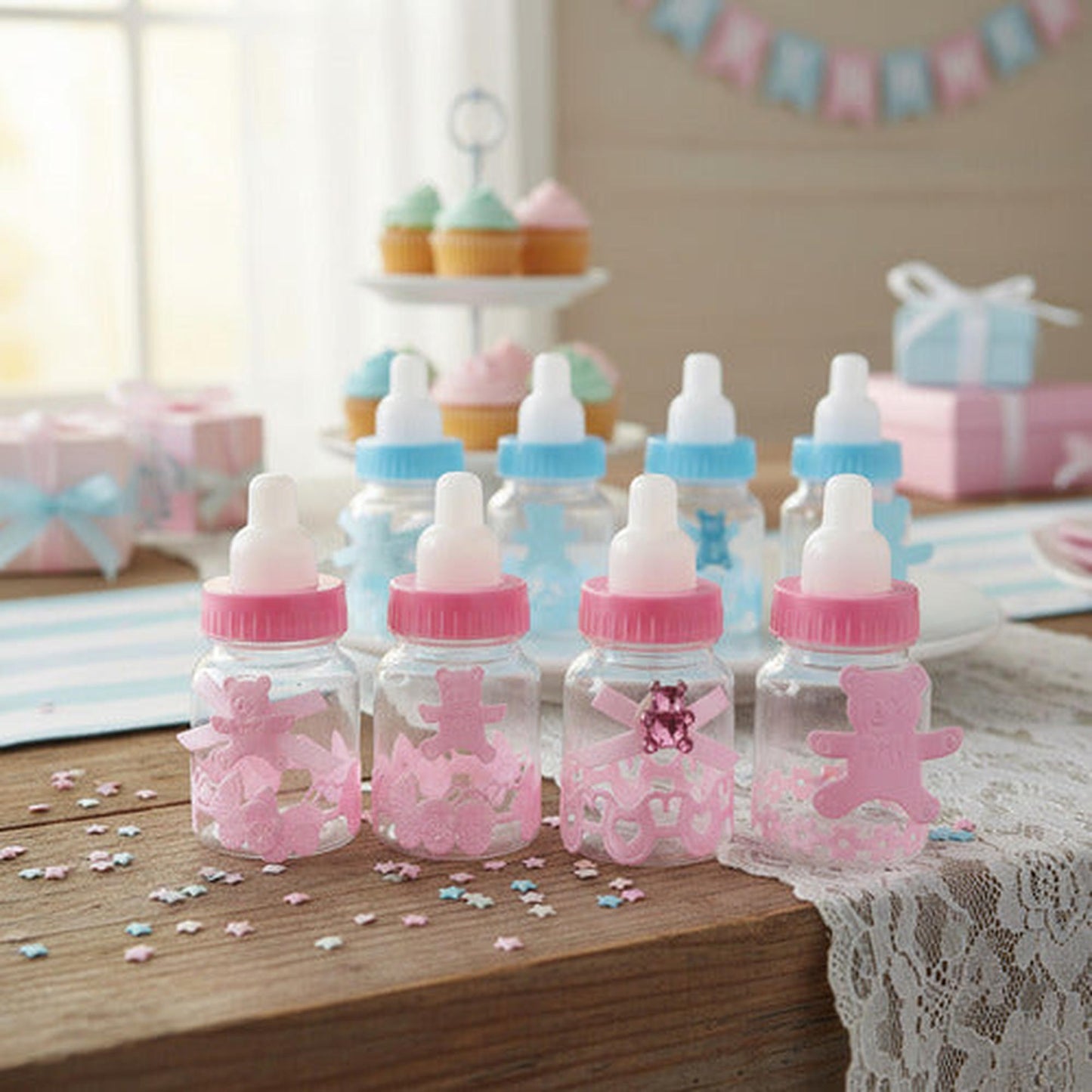 Pack 12 Mamaderas Baby Shower Recuerdos Niña