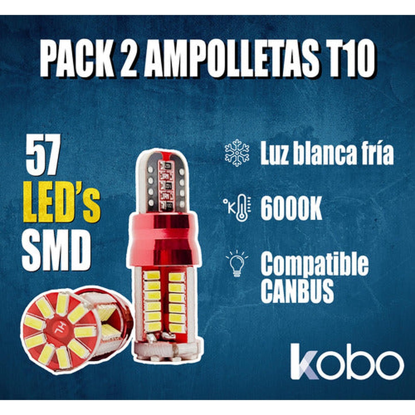 Pack 2 Ampolletas Luces Led T10 - W5w Cola De Pescado