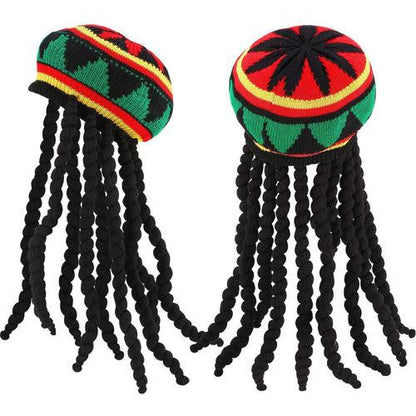 Peluca Gorro Disfraz De Rasta Con Pelo Largo Disfraz Hippie