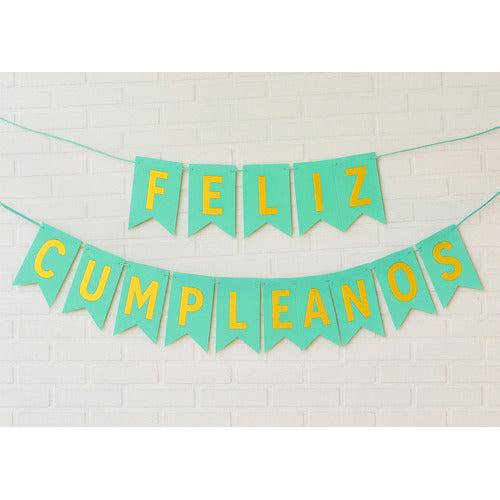 Guirnalda Banderin Feliz Cumpleaños Color Turquesa