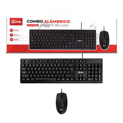 Kit De Teclado Y Mouse Alámbrico Utek Ut-ktd250 Cable Usb