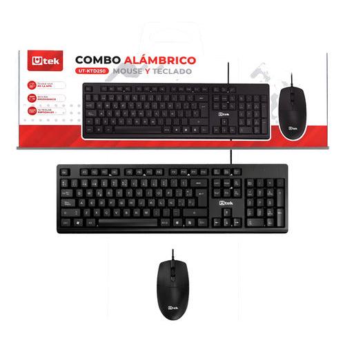 Kit De Teclado Y Mouse Alámbrico Utek Ut-ktd250 Cable Usb