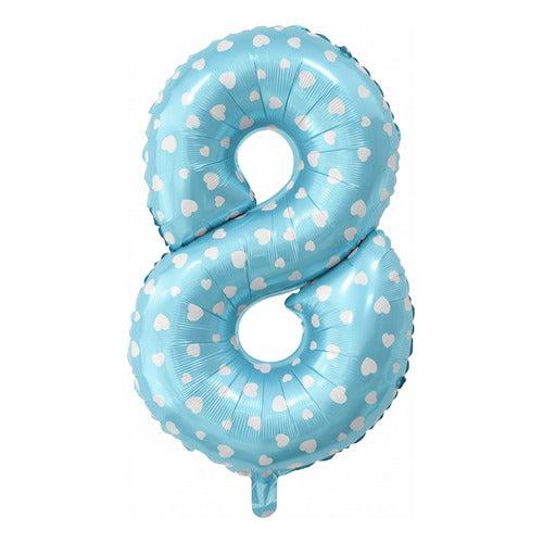 Globo Numero 8 Celeste 53cm