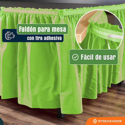 Faldón De Mesa Color Verde Lima 74 X 426cm Decoración Fiesta