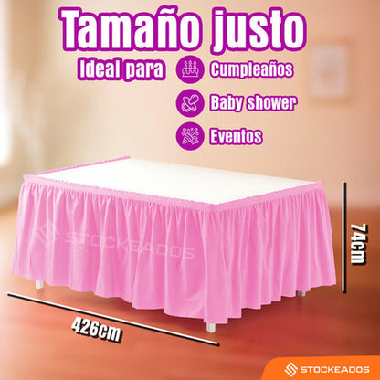 Faldón De Mesa Color Rosado 74 X 426cm Decoración Fiestas