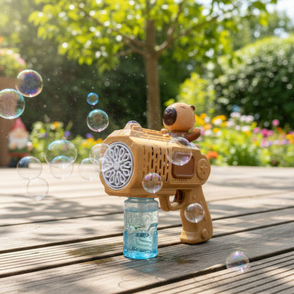 Pistola De Burbujas Café Diseño Capibara Lanza Burbujas