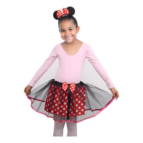 Disfraz Niñas Tutú Falda Minnie Lunares Con Cintillo