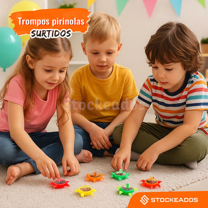 Pack 20 Trompos Pirinolas Juguete Sorpresa Cumpleaños