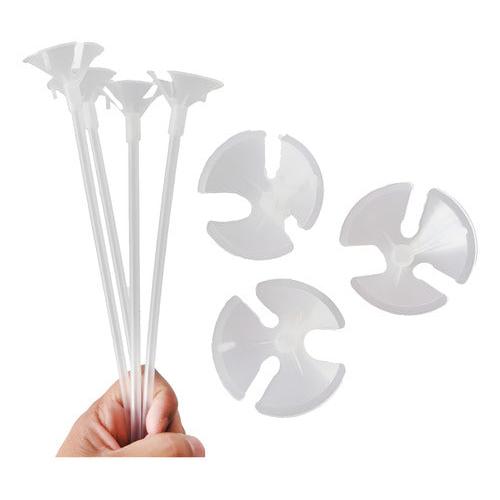 Pack 12 Varillas 40cm Porta Globos Transparentes Con Copa