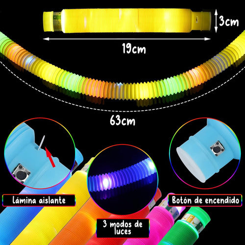Pack 6 Tubos Pop It Sensoriales con Luz LED – Juguete Antiestrés para Niños
