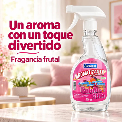 Aromatizante De Auto Ambientes Aguacol Bubble Gum 550cc Rosado Bubblegum