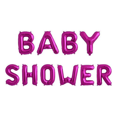 Globos Baby Shower Fucsia Letras Baby Shower Niña