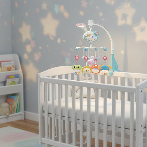 Móvil Bebé Musical Y Proyector De Luces 360 Cuna Celeste