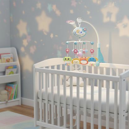 Móvil Bebé Musical Y Proyector De Luces 360 Cuna Celeste