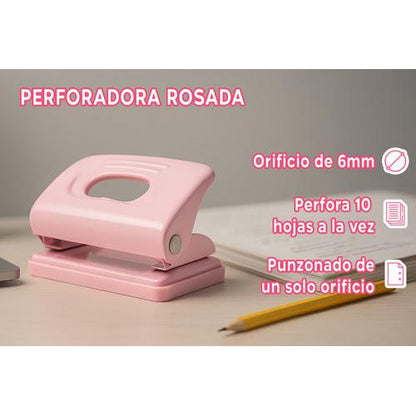 Perforadora De Papel Macaron Color Rosado Pastel