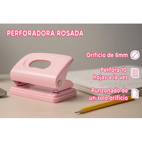 Perforadora De Papel Macaron Color Rosado Pastel