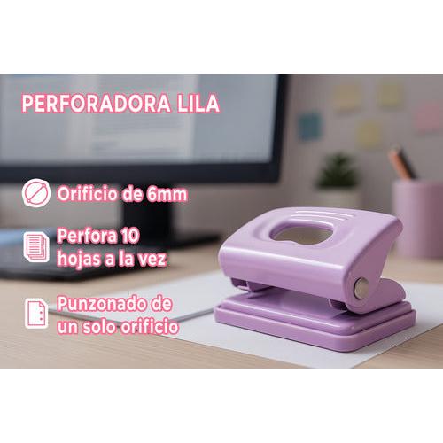 Perforadora De Papel Macaron Color Lila Pastel