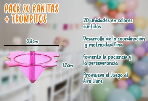 Pack 20 Ranita Saltarina + Trompitos Sorpresa Cumpleaños