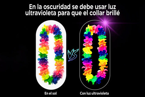 Pack 6 Unidades Collares Hawaianos Flores Fluor Fiestas