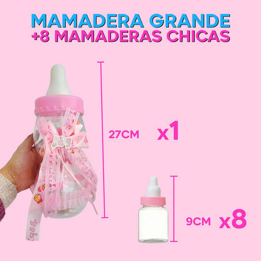 Mamadera Grande + 8 Mamadera Baby Shower Recuerdos Niña