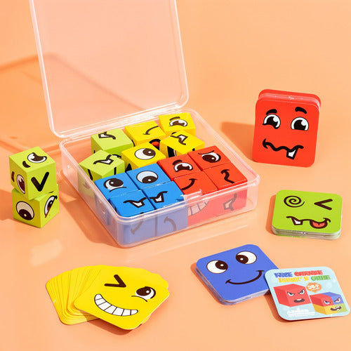 Juego De Puzzle Cubos Didáctico Expresiones Y Emociones