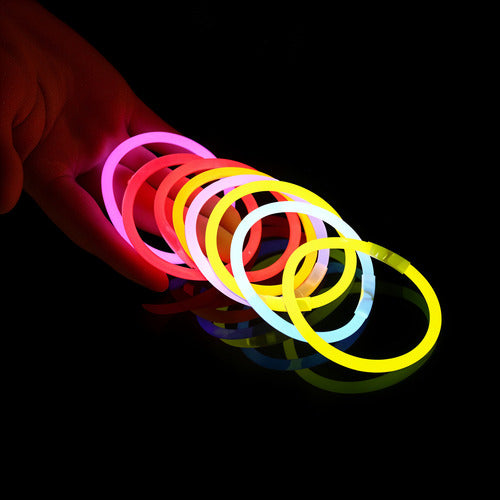 100 Pulseras Fiesta Fluor Cumpleaños Neón Brillan Oscuridad