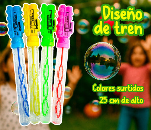 Pack 12 Burbujas Vara 25cm Para Niños Diseños Cumpleaños