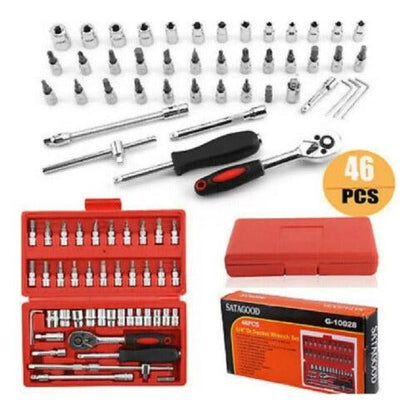 Set Caja Juego Herramienta Dados 46 Piezas Acero Carbono 1/4