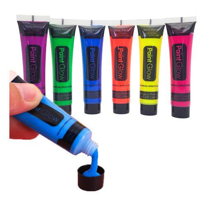 Pack 6 Pintura Fluor Fiesta Neon Pinta Cara Cuerpo 25ml