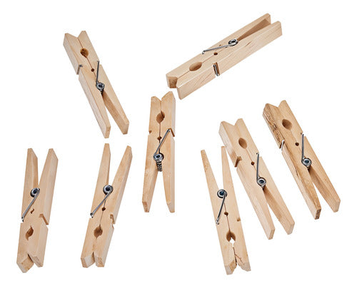 Pack 20 Perros De Ropa Madera Pinzas Bambu 6x1cm Colgadores