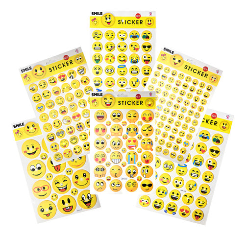 Pack 270 Stickers Adhesivos Diseños Emojis Surtidos