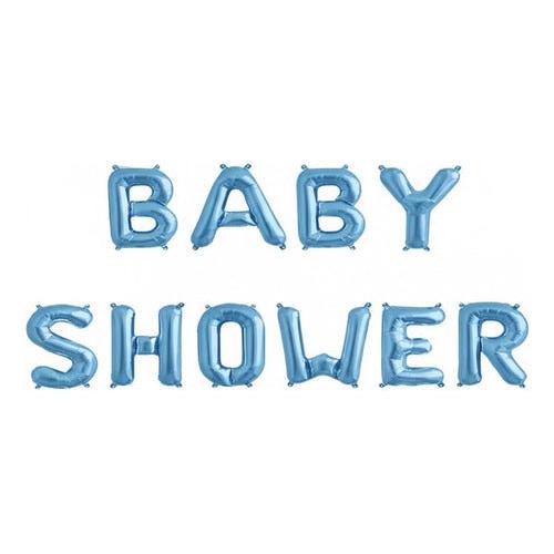 Globos Baby Shower Celestes Letras Baby Shower Niño