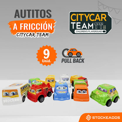 Pack 9 Autitos A Fricción - Juguete Sorpresa Cumpleaños