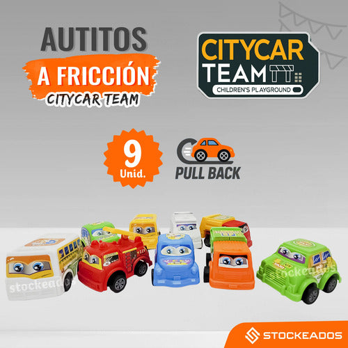 Pack 9 Autitos A Fricción - Juguete Sorpresa Cumpleaños
