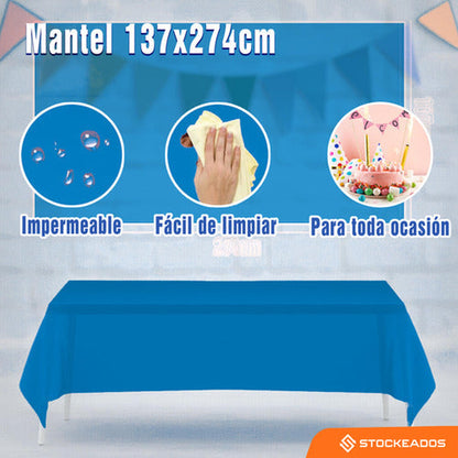 Mantel Plastico 137x274cm Color Azul Para Cumpleaños