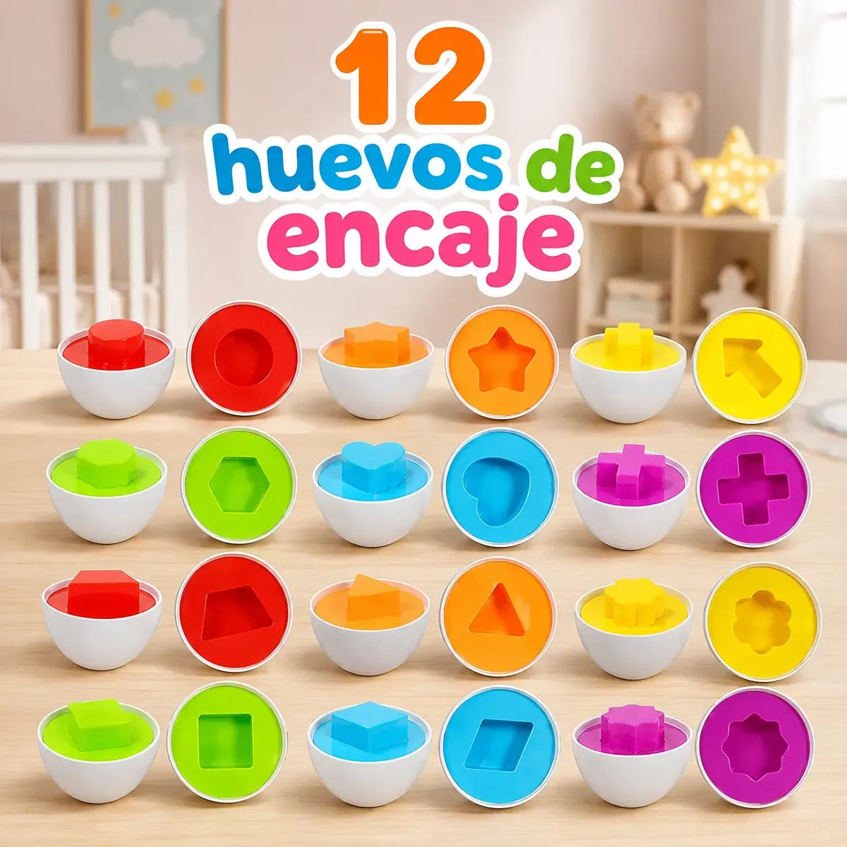 Juego Didactico Encaje Huevos Montessori Figuras Amarillo