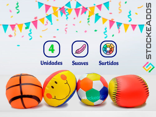 Pack 4 Pelotas Suaves Para Bebes 10cm Aprox