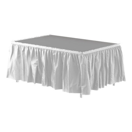 Faldón De Mesa Color Blanco 74 X 426cm Decoración Fiestas
