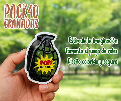 Pack 40 Bombas Granadas Explotan Sonido Sorpresas Cumpleaños