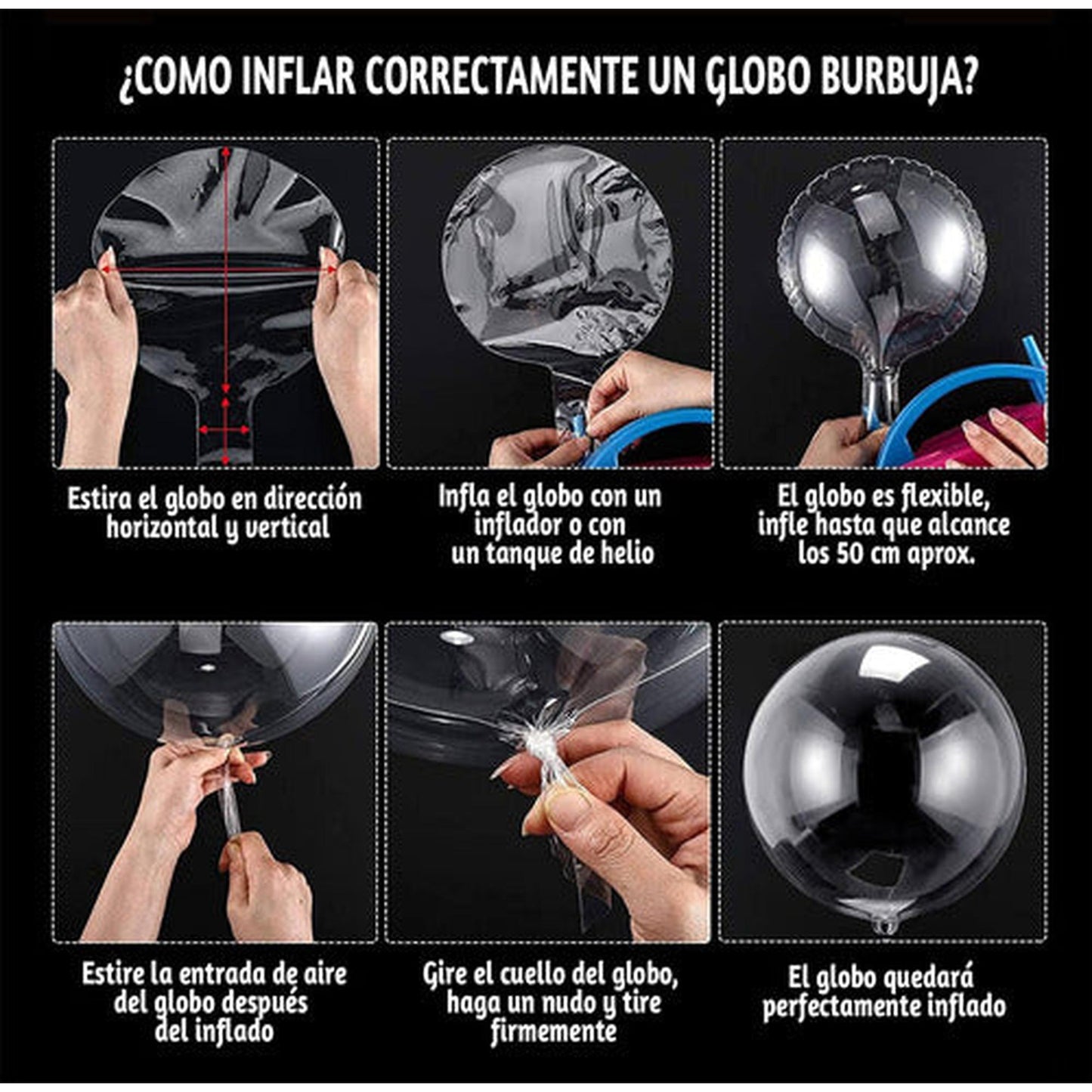 Pack 50 Globos Burbuja 20 Pulgadas 50cm Bobo Ballons