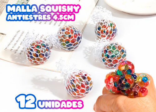 Pack 12 Squishy Malla 4.5 Cms - Juguete Sorpresa Cumpleaños