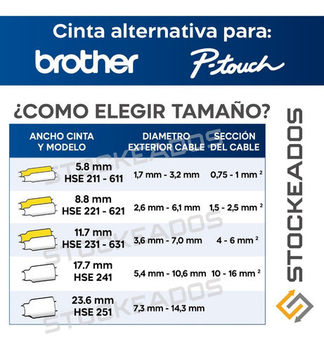 Cinta Termocontraible Alternativa Brother Hse-251 24mm