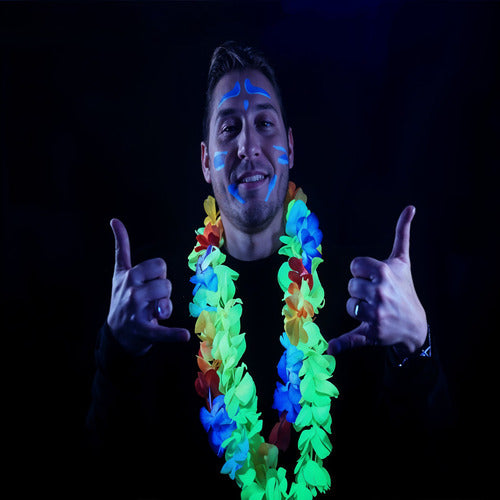 Pack 6 Unidades Collares Hawaianos Flores Fluor Fiestas